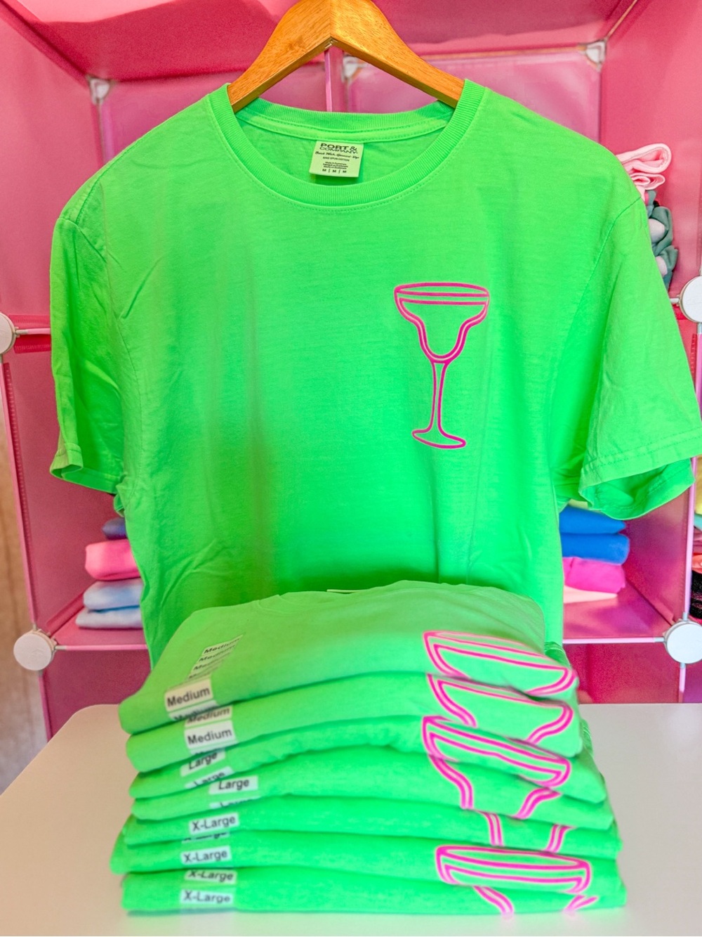 Neon Green Margarita Puff Print Graphic Tee